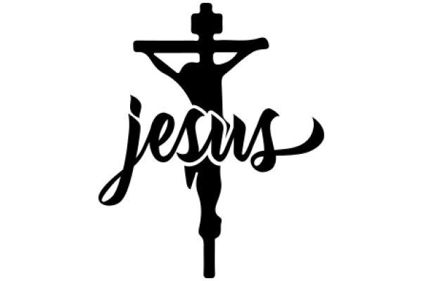 Silhouette of a Cross with the Word 'Jesus' Below It