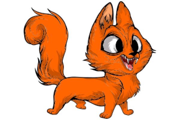 Vivid Orange Cartoon Cat with a Mischievous Smirk