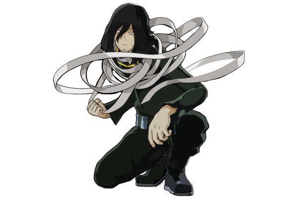 Anime Character with a Twist: A Man with a Spiral of Ribbons