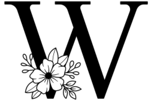 Stylized Letter 'W' with Flower Decoration