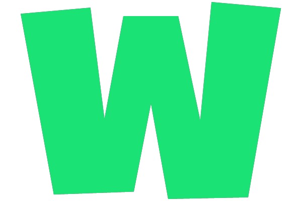 Vibrant Green Letter 'W' on a White Background