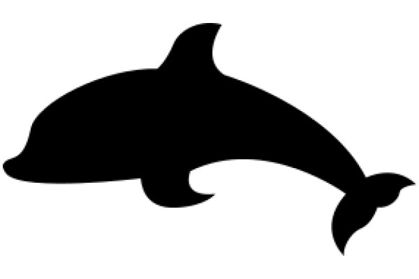 Stylized Black Silhouette of a Dolphin