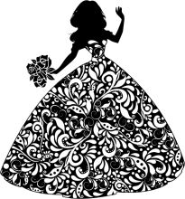 Elegant Silhouette of a Woman in a Floral Dress with a Rose