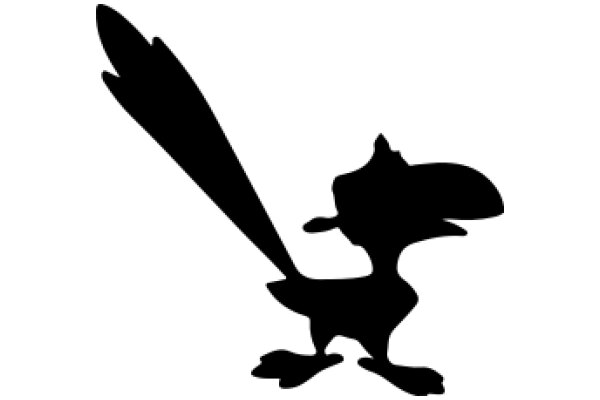 Silhouette of a Cartoon Bird with a Long Wing