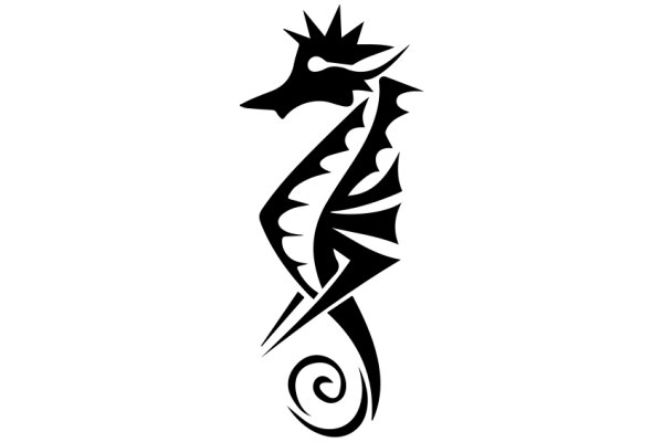 Stylized Black Dragon Design with a Swirling Tail