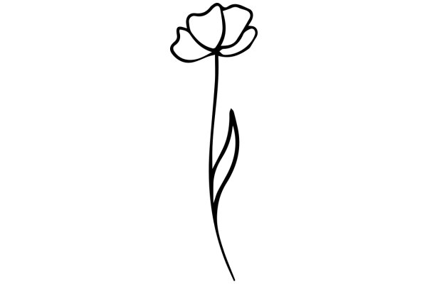 Simplistic Line Drawing of a Flower