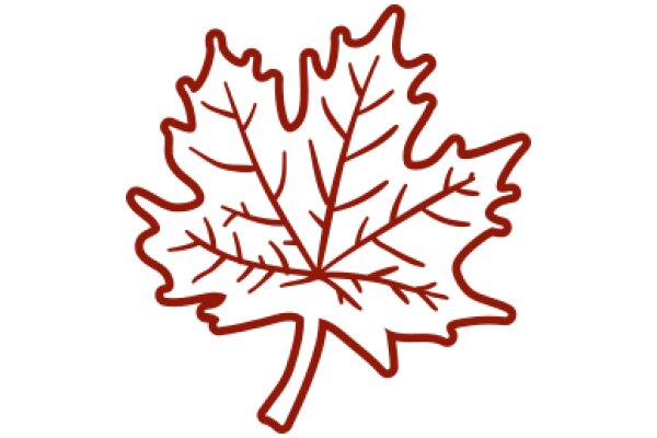 Stylized Red Maple Leaf on White Background