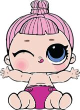 Adorable Cartoon Character with Pink Hair and Blue Eyes