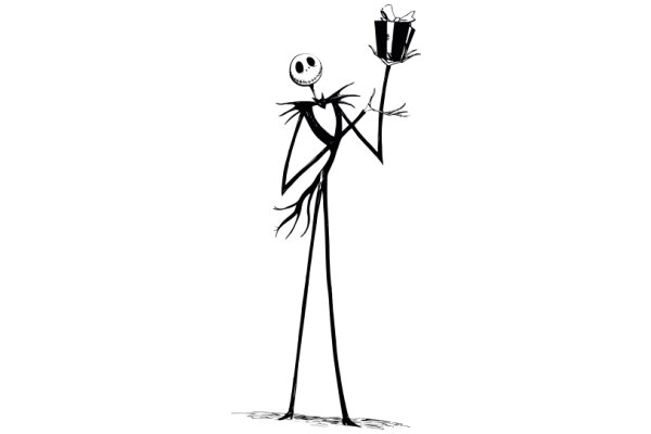 A Whimsical Scene: A Jack Skellington Figure with a Gift