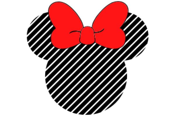 Stylized Mickey Mouse Ear Logo with Red Bow and Black Stripes