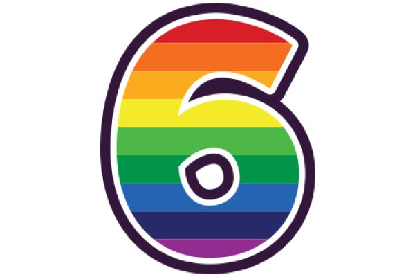 Vibrant Rainbow Number Six Logo