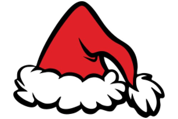 A Festive Red Santa Hat with White Trim and Fluffy White Clouds