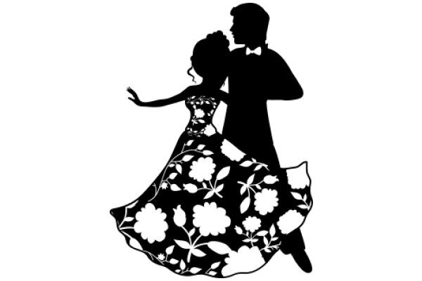 Silhouette of a Couple in a Dance Position