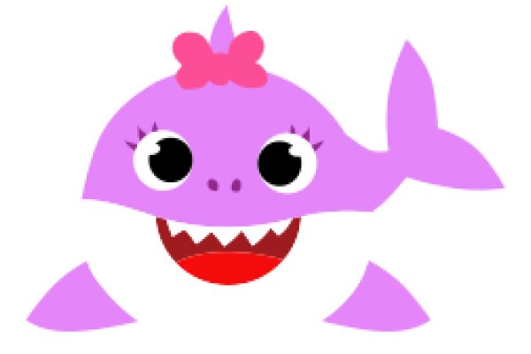 Whimsical Purple Whale with a Pink Bow and Big Smile