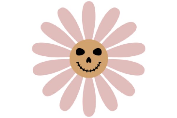 A Whimsical Smiling Flower with a Skeleton Face