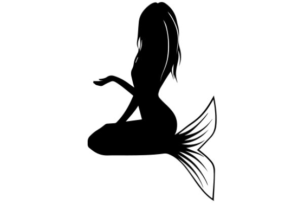 Silhouette of a Woman with a Fish Tail, Sitting in a Meditative Pose