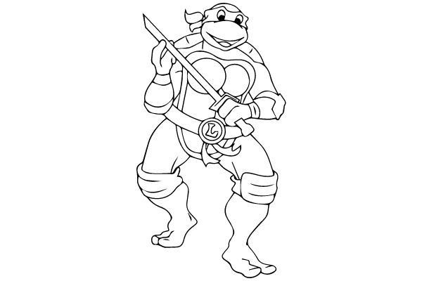 Leonardo from Teenage Mutant Ninja Turtles: A Line Drawing