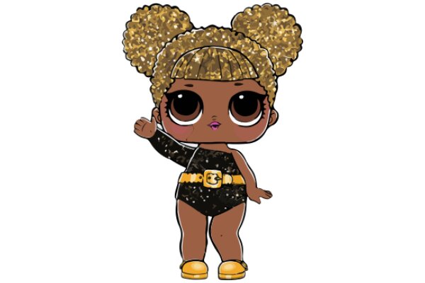 Stylish Cartoon Character: A Fashionable Female with a Gold Belt and Yellow Shoes