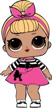 Stylish Cartoon Girl with Pink Dress and Blonde Hair