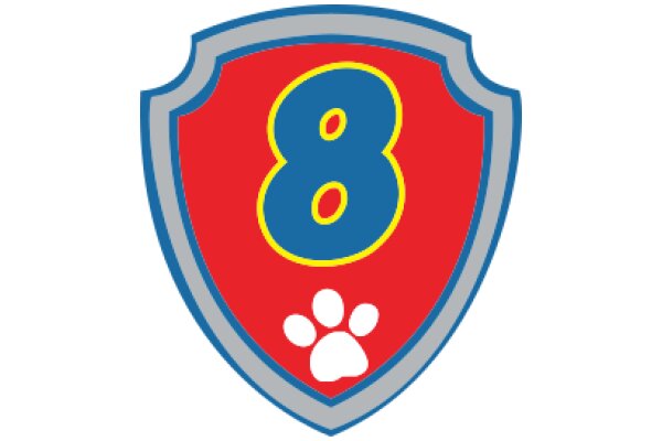 Vibrant Logo with Number Eight and Paw Print