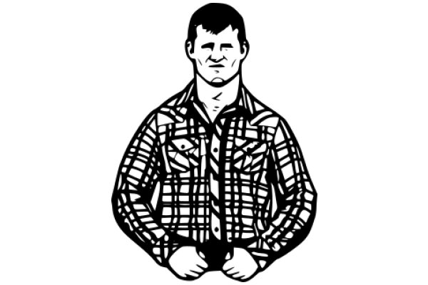 Stylish Illustration of a Man in a Plaid Shirt