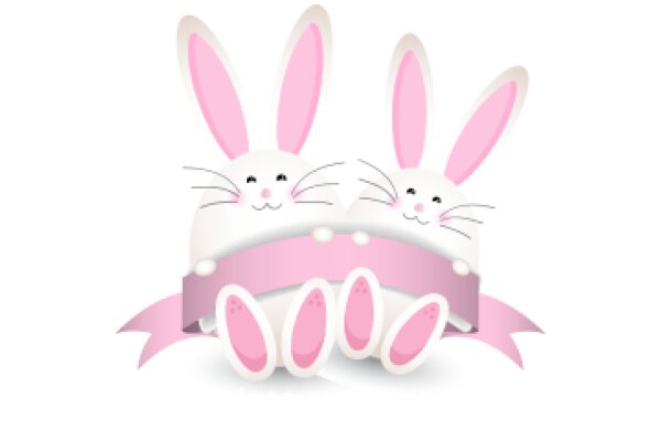 Cute Pink Easter Bunny Illustration