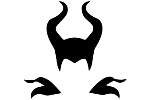 Stylized Black Silhouette of a Horned Creature with Antlers