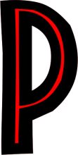 Stylized Letter 'P' with a Red Outline