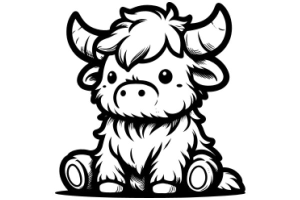 Adorable Cartoon of a Horned Creature with a Smile