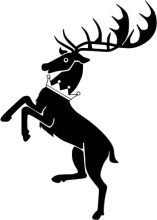 Stylized Black and White Silhouette of a Deer with Antlers