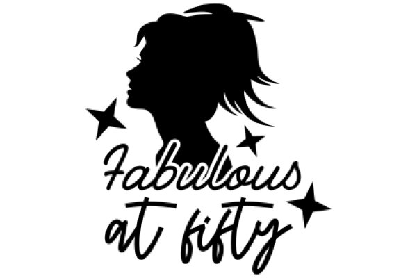 Fabulous at Fifty: A Silhouette of a Woman with Stars and Text