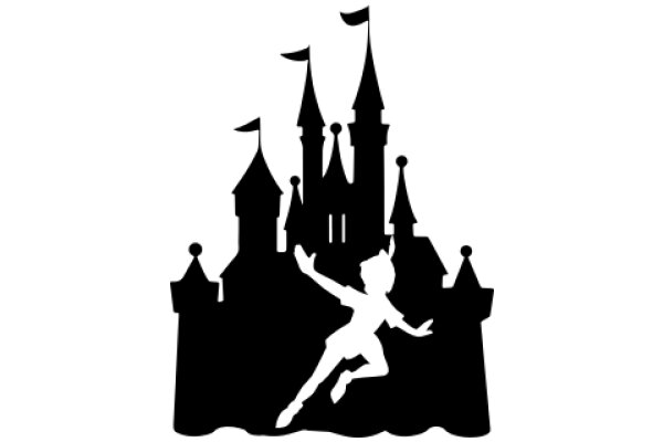 Silhouette of a Ballerina Leaping in Front of a Castle