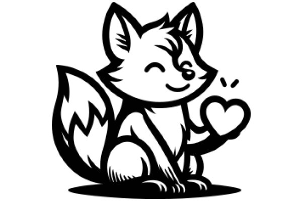 A Cute Cartoon of a Fox with a Heart