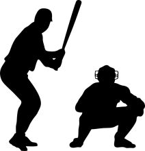 Silhouette of a Baseball Player and Catcher