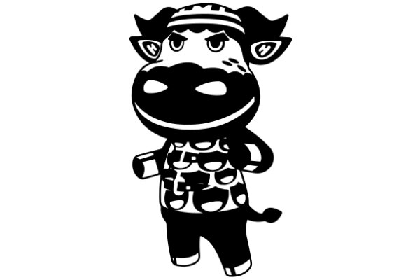 A Playful Illustration of a Cow with a Bandana and Horns