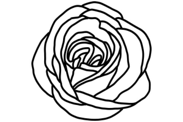 A Simple Line Drawing of a Rose