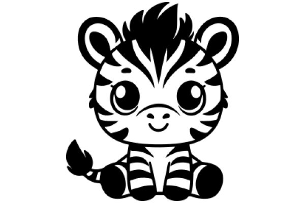 Stylized Cartoon Character: A Zebra-like Creature with a Smile