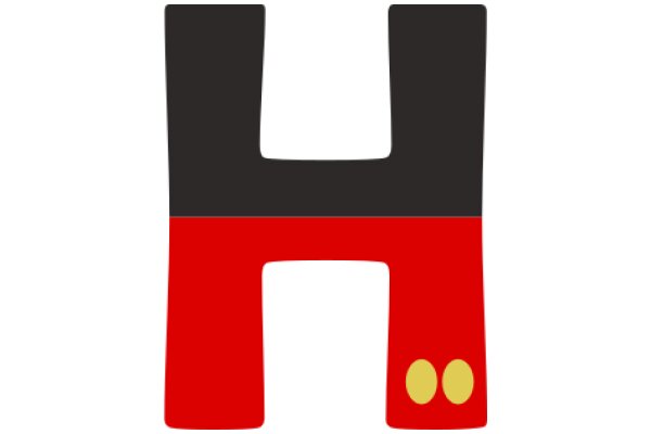 Vibrant Logo: A Colorful Letter 'H' with a Red Bottom and Yellow Dots