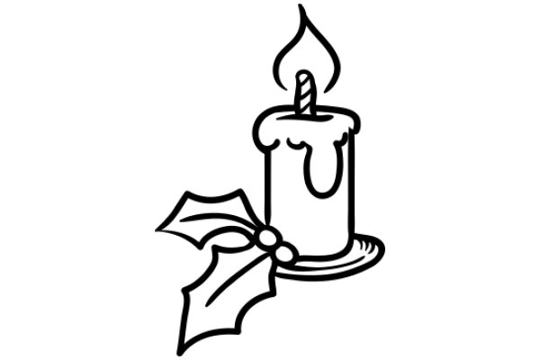 A Whimsical Illustration of a Candle and a Bow