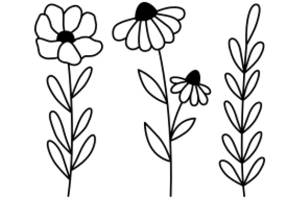 Simplicity in Nature: A Line Drawing of Flowers