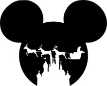 Silhouette of Mickey Mouse and Friends in a White Background