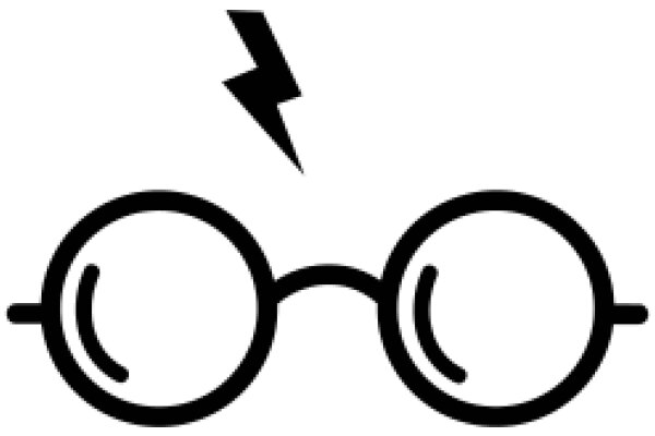 Stylized Icon of Eyeglasses with a Lightning Bolt