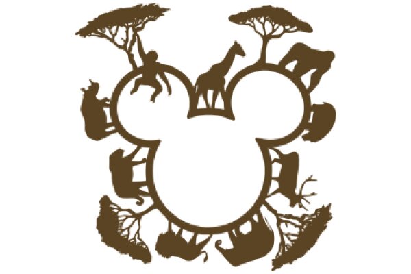 A Silhouette of a Disney-Inspired Scene with Animals and Trees