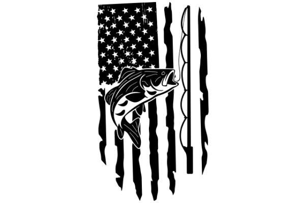 Stylized American Flag with a Fish Silhouette