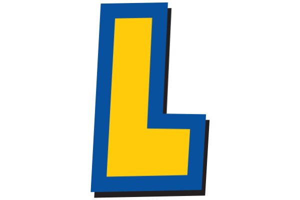 A Blue and Yellow Letter 'L' on a White Background