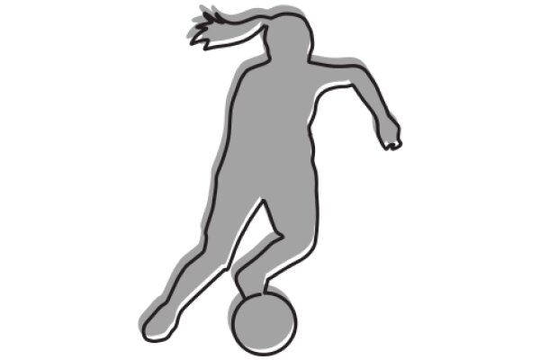 Gray Line Drawing of a Person Playing Soccer