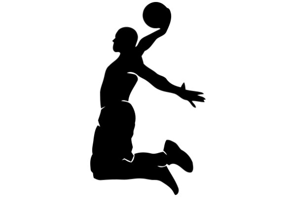 Silhouette of a Basketball Player in Action