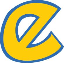 Vibrant Logo: A Stylized Letter 'E' in Blue and Yellow