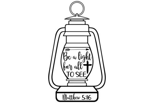 A Lamp Illustrating the Bible Verse 'Be a Light for All to See' with a Cross and the Word 'Matthew 5:16'