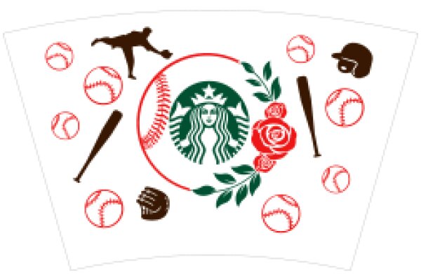 Starbucks Logo with Baseball Themed Decorations